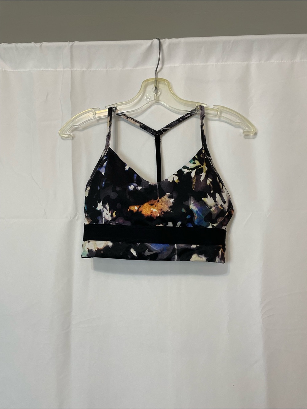 Nike Floral Print Strappy Sports Bra Black/multi-color Women’s Medium - Picture 2 of 4